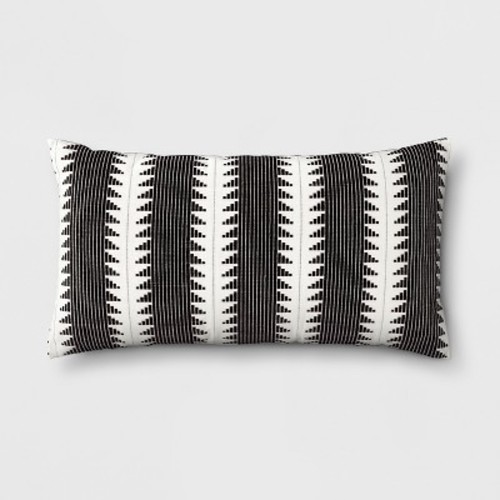 Oversized Woven Cotton Slubby Striped Lumbar Throw Pillow Ivory - Threshold™