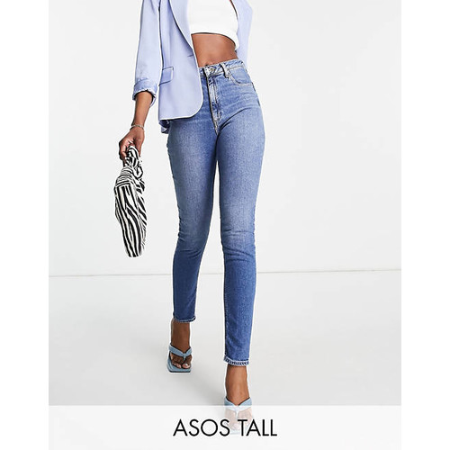 ASOS DESIGN Tall relaxed mom jeans in mid blue